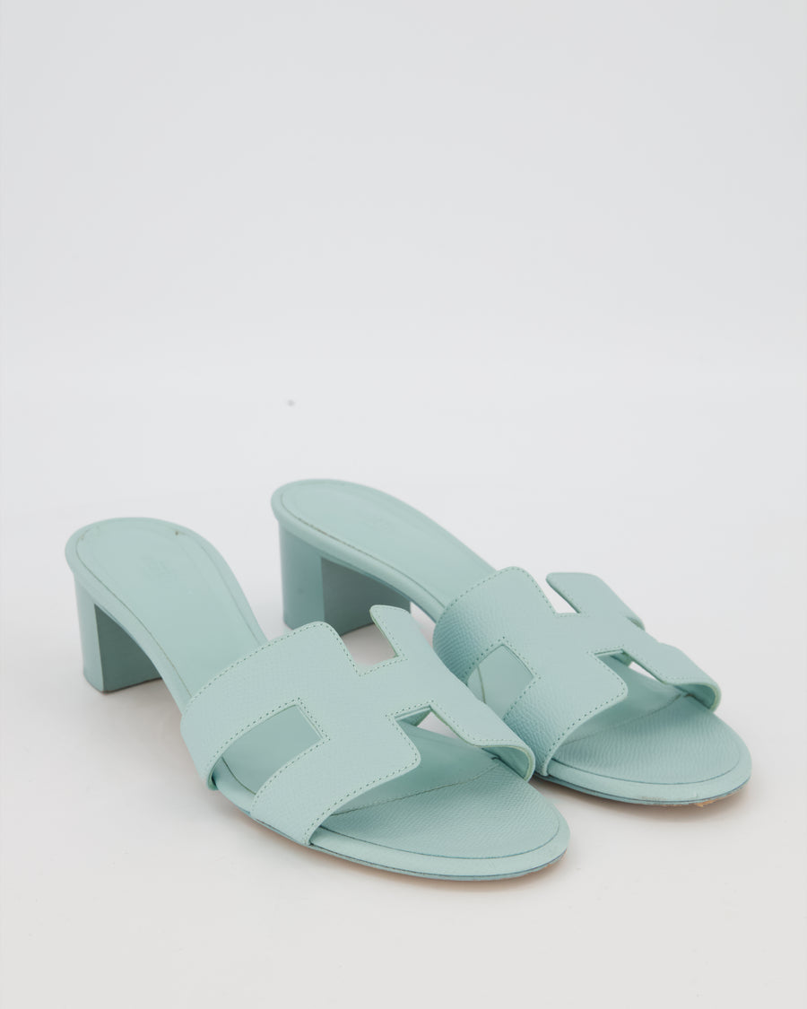 Hermès Oasis Sandals in Blue Brume Epsom Leather Size EU 41.5