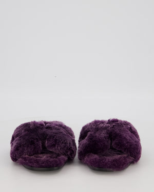 Hermès Violet Fonce Oran Sandals in Shearling Size EU 42