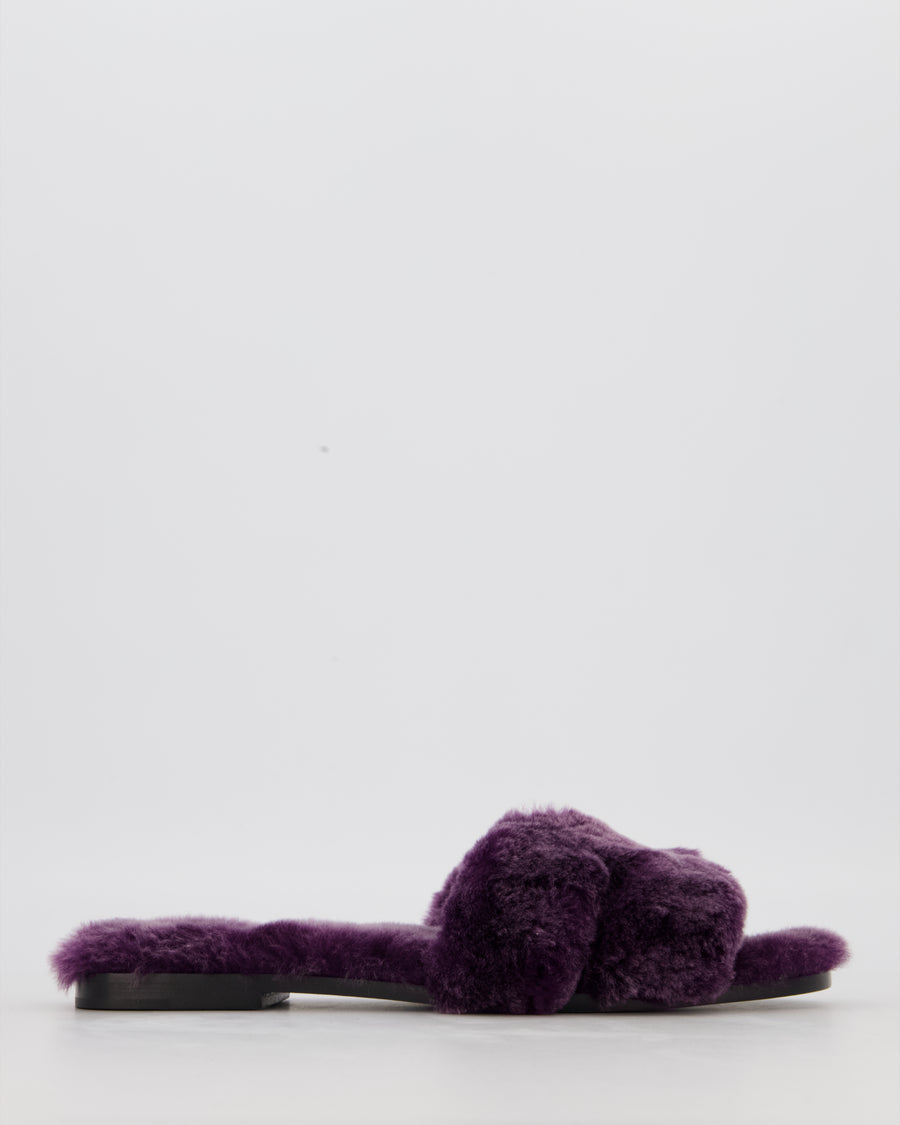Hermès Violet Fonce Oran Sandals in Shearling Size EU 42