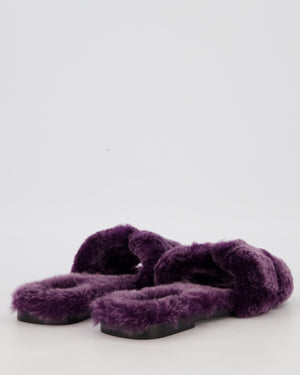 Hermès Violet Fonce Oran Sandals in Shearling Size EU 42