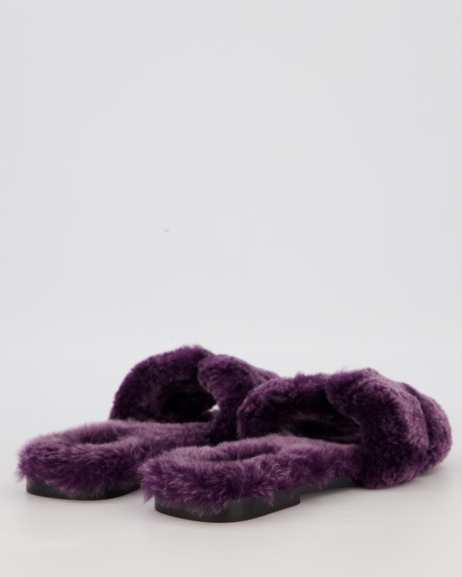 Hermès Violet Fonce Oran Sandals in Shearling Size EU 42