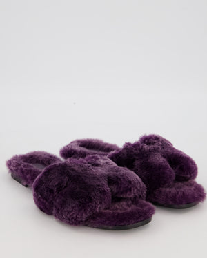 Hermès Violet Fonce Oran Sandals in Shearling Size EU 42