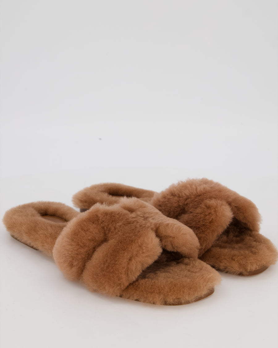 Hermès Gold Oran Sandals in Shearling Size EU 42 RRP £930