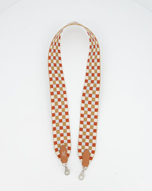Hermès Toile Swift Maxi Quadrille Shoulder Strap in Swift Leather and Canvas With Palladium Hardware