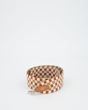 Hermès Toile Swift Maxi Quadrille Shoulder Strap in Swift Leather and Canvas With Palladium Hardware