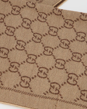 Gucci Brown & Beige GG Printed Scarf Size 180 x 48cm