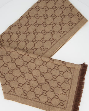 Gucci Brown & Beige GG Printed Scarf Size 180 x 48cm