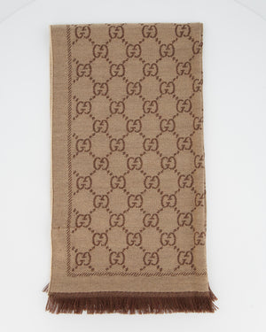Gucci Brown & Beige GG Printed Scarf Size 180 x 48cm