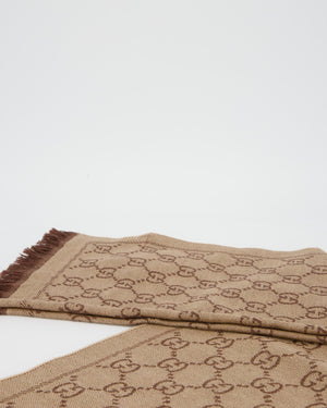 Gucci Brown & Beige GG Printed Scarf Size 180 x 48cm