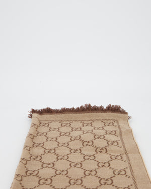 Gucci Brown & Beige GG Printed Scarf Size 180 x 48cm