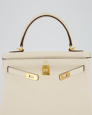 Hermès Kelly 25 Retourne Bag in Nata Swift Leather with Gold Hardware