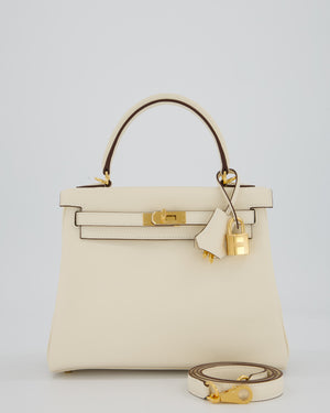 Hermès Kelly 25 Retourne Bag in Nata Swift Leather with Gold Hardware