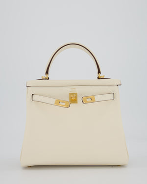 Hermès Kelly 25 Retourne Bag in Nata Swift Leather with Gold Hardware