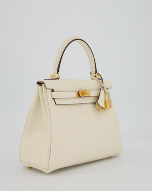Hermès Kelly 25 Retourne Bag in Nata Swift Leather with Gold Hardware