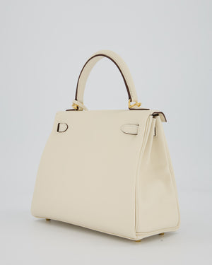 Hermès Kelly 25 Retourne Bag in Nata Swift Leather with Gold Hardware