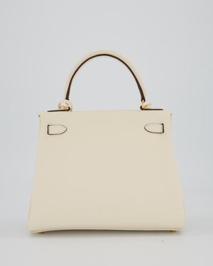 Hermès Kelly 25 Retourne Bag in Nata Swift Leather with Gold Hardware