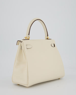 Hermès Kelly 25 Retourne Bag in Nata Swift Leather with Gold Hardware