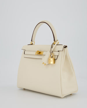 Hermès Kelly 25 Retourne Bag in Nata Swift Leather with Gold Hardware