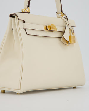 Hermès Kelly 25 Retourne Bag in Nata Swift Leather with Gold Hardware