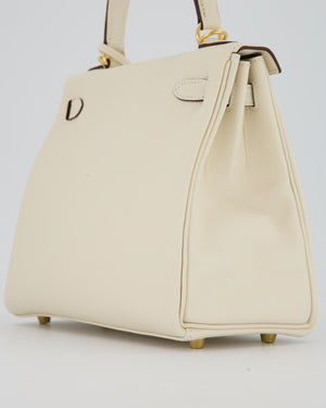Hermès Kelly 25 Retourne Bag in Nata Swift Leather with Gold Hardware