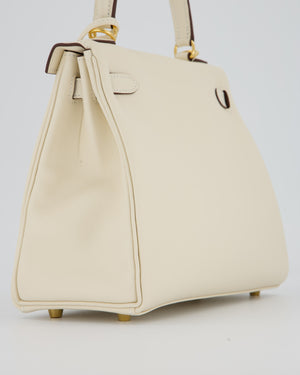 Hermès Kelly 25 Retourne Bag in Nata Swift Leather with Gold Hardware