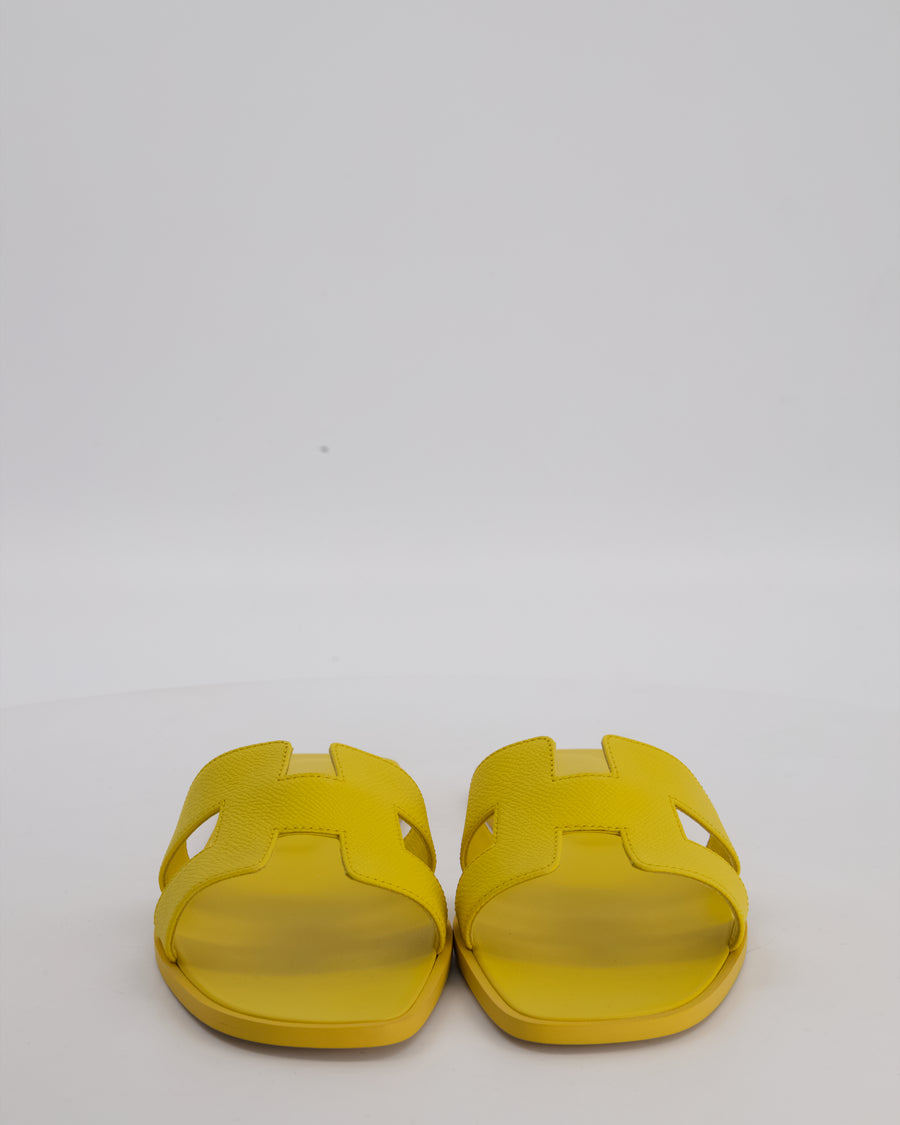 Hermès Jaune Bouton D'Or Oran Sandals in Epsom Leather Size EU 42