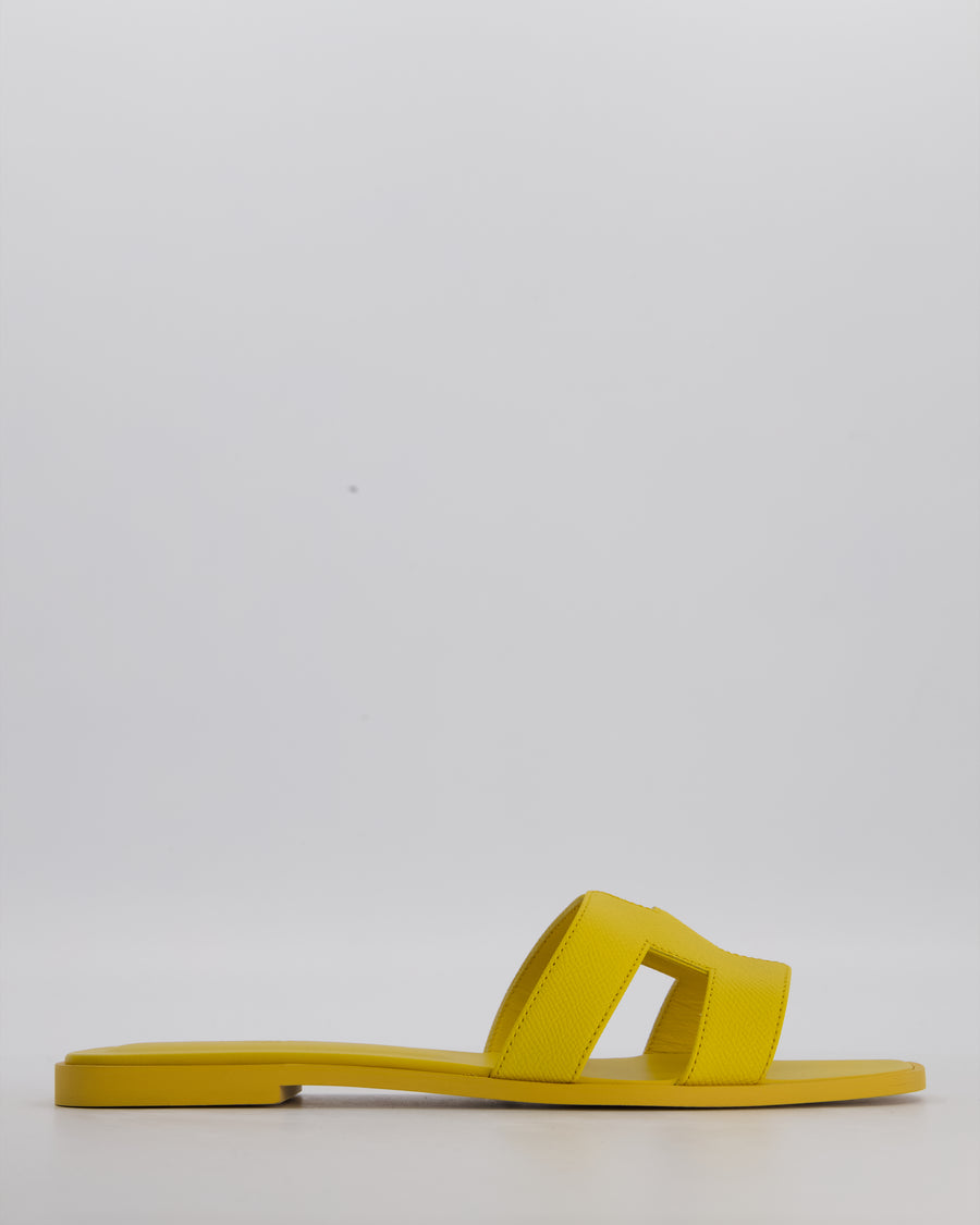 Hermès Jaune Bouton D'Or Oran Sandals in Epsom Leather Size EU 42
