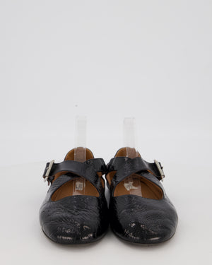 Alaïa Black Criss Cross Patent Leather Ballets Flat Size EU 42