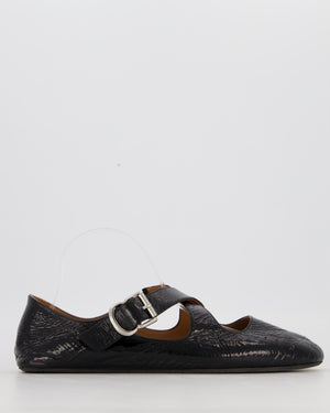 Alaïa Black Criss Cross Patent Leather Ballets Flat Size EU 42