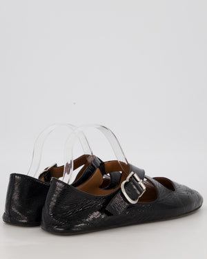 Alaïa Black Criss Cross Patent Leather Ballets Flat Size EU 42