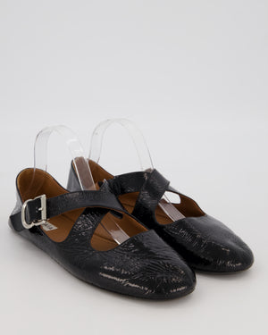 Alaïa Black Criss Cross Patent Leather Ballets Flat Size EU 42