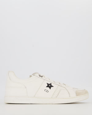 Christian Dior White Star Sneakers in Calfskin Leather and Suede Size EU 41.5