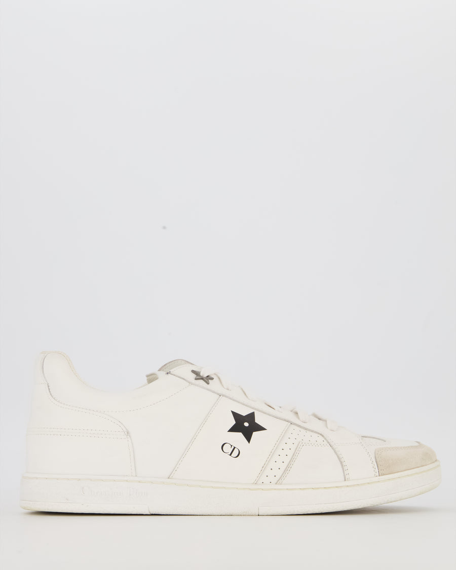 Christian Dior White Star Sneakers in Calfskin Leather and Suede Size EU 41.5