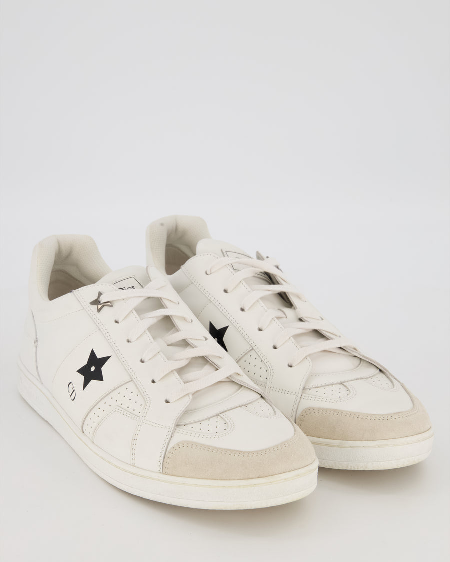 Christian Dior White Star Sneakers in Calfskin Leather and Suede Size EU 41.5
