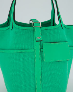 Hermès Picotin 18 Cargo Bag In Vert Comics in Swift Leather and Toile Goeland With Palladium Hardware