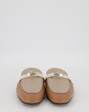Hermès Gold, Craie and Trench Oz Mules Shoes in Goatskin Leather With Palladium Hardware Size EU 41,5