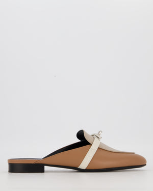 Hermès Gold, Craie and Trench Oz Mules Shoes in Goatskin Leather With Palladium Hardware Size EU 41,5