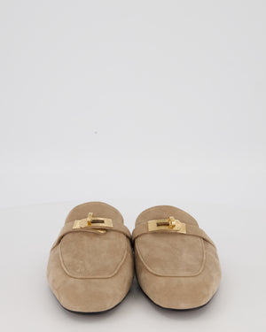 Hermès Etoupe Oz Mules Shoes in Suede Goatskin Leather With Gold Hardware Size EU 41.5 RRP £1,130