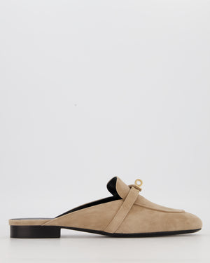 Hermès Etoupe Oz Mules Shoes in Suede Goatskin Leather With Gold Hardware Size EU 41.5 RRP £1,130