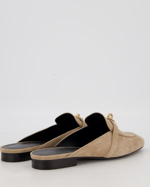 Hermès Etoupe Oz Mules Shoes in Suede Goatskin Leather With Gold Hardware Size EU 41.5 RRP £1,130