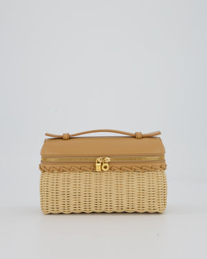 Loro Piana Beige L19 Extra Pocket Wicker Bag In Calfskin Leather With Gold Hardware