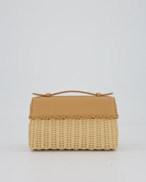 Loro Piana Beige L19 Extra Pocket Wicker Bag In Calfskin Leather With Gold Hardware