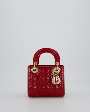 Christian Dior Small Lady Dior Bag in Cherry Red Patent Leather with Gold Hardware