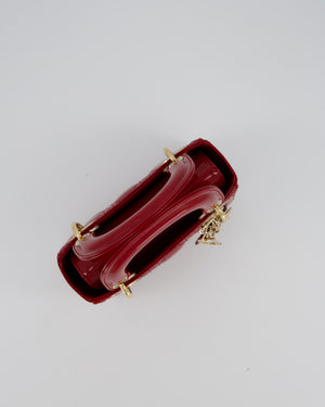 Christian Dior Small Lady Dior Bag in Cherry Red Patent Leather with Gold Hardware