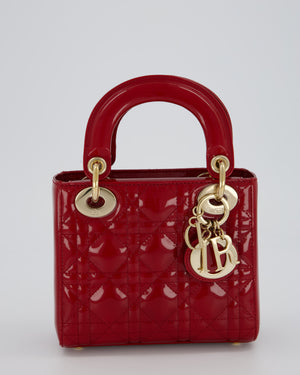 Christian Dior Small Lady Dior Bag in Cherry Red Patent Leather with Gold Hardware