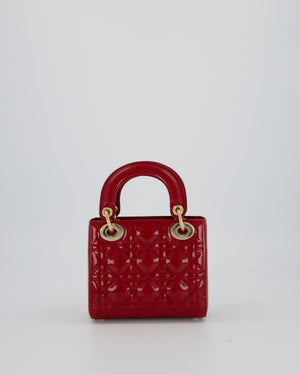 Christian Dior Small Lady Dior Bag in Cherry Red Patent Leather with Gold Hardware