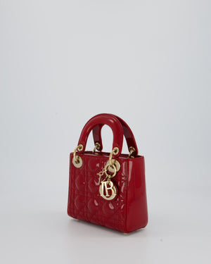Christian Dior Small Lady Dior Bag in Cherry Red Patent Leather with Gold Hardware