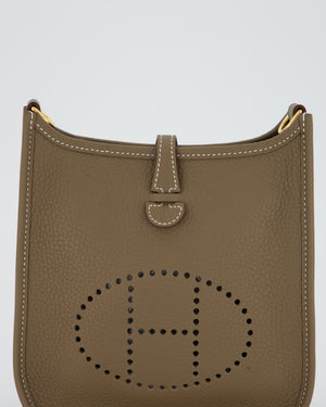 Hermès Mini Evelyne Bag in Etoupe Clemence Leather with Gold Hardware