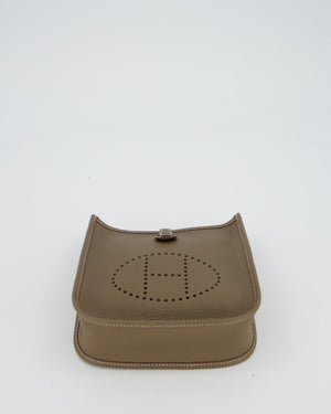 Hermès Mini Evelyne Bag in Etoupe Clemence Leather with Gold Hardware