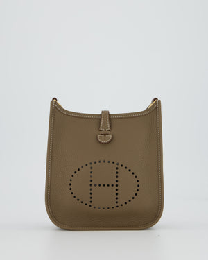 Hermès Mini Evelyne Bag in Etoupe Clemence Leather with Gold Hardware